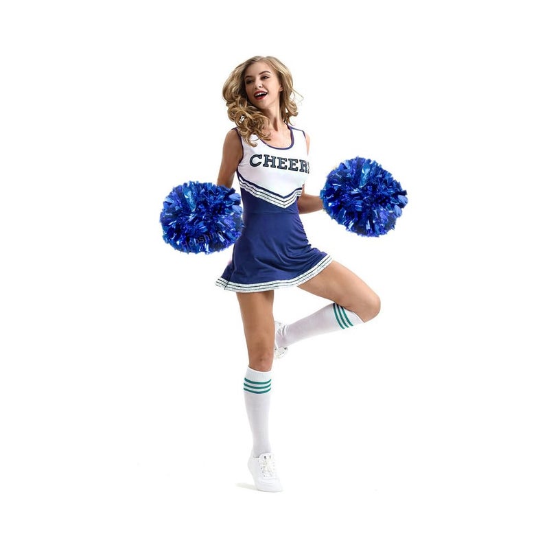 Hooshing 2PCS Blue Pom Poms Cheerleading with Baton Handle for Team Spirit Sports Dance Cheering - Image 3